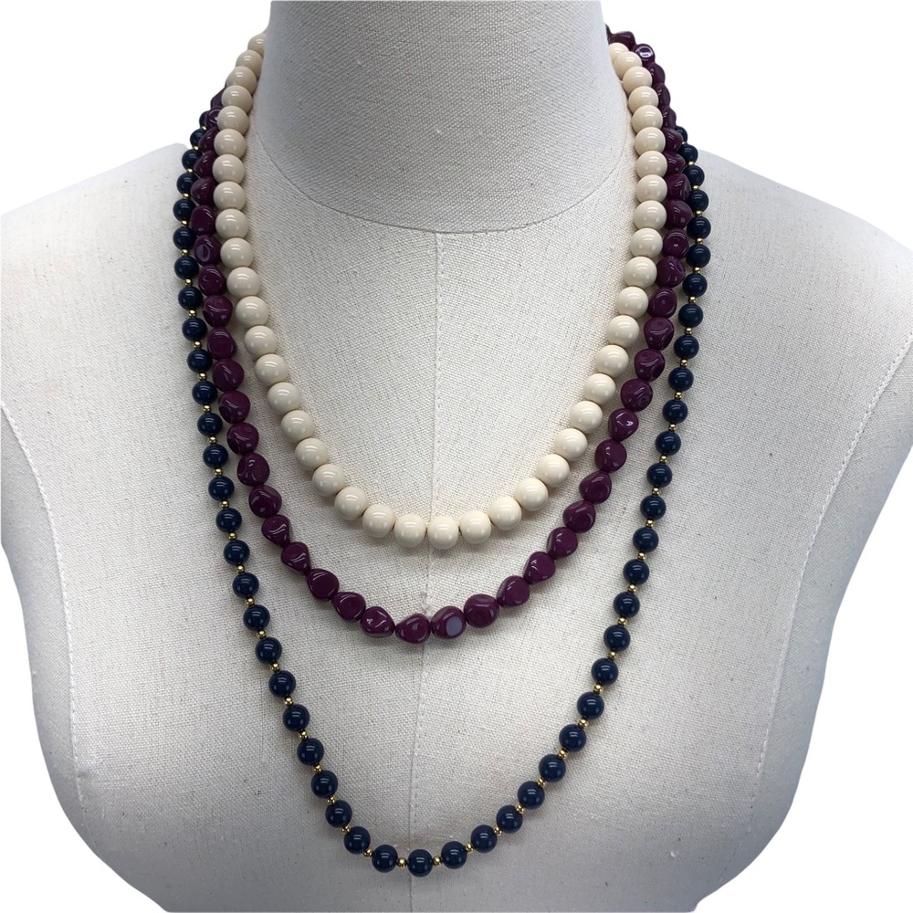 Vintage Monet Trifari Beaded Lucite Long Necklace
